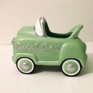 Vtg NAPCO Green Pedal Car  Ceramic Planter Candy Dish